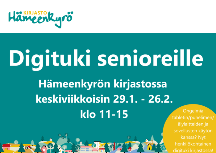 Digituki senioreille Hämeenkyrön kirjastossa keskiviikkoisin 29.1.-26.2. klo 11-15