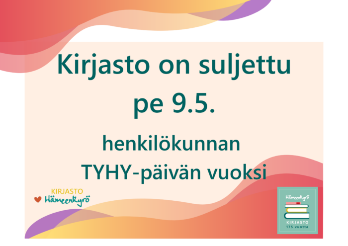 Kirjasto on suljettu pe 9.5. henkilökunnan tyhy-päivän vuoksi.